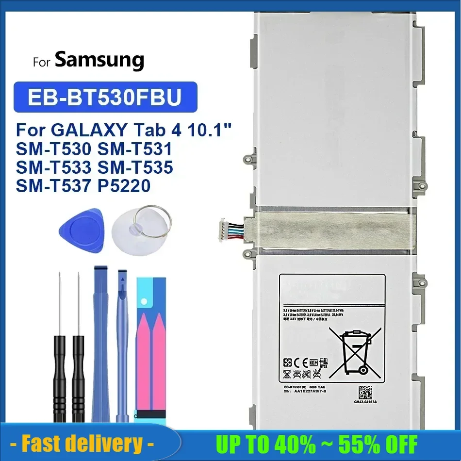 

EB-BT530FBU EB-BT530FBC 6800mAh Tablet Battery For Samsung Galaxy Tab4 Tab 4 10.1 SM-T530 SM T533 T535 T531 T535 T537