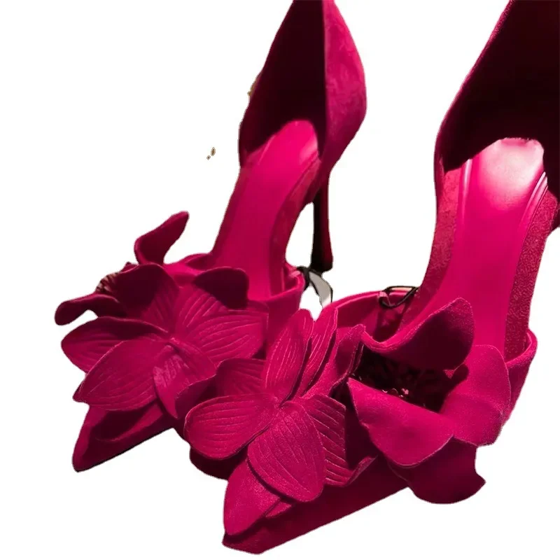 

Dropshipping New Sexy Flower High Heels Pointed Toe Stiletto Versatile Bag Women's Single Shoes For Wedding Party&Banquet&Dance