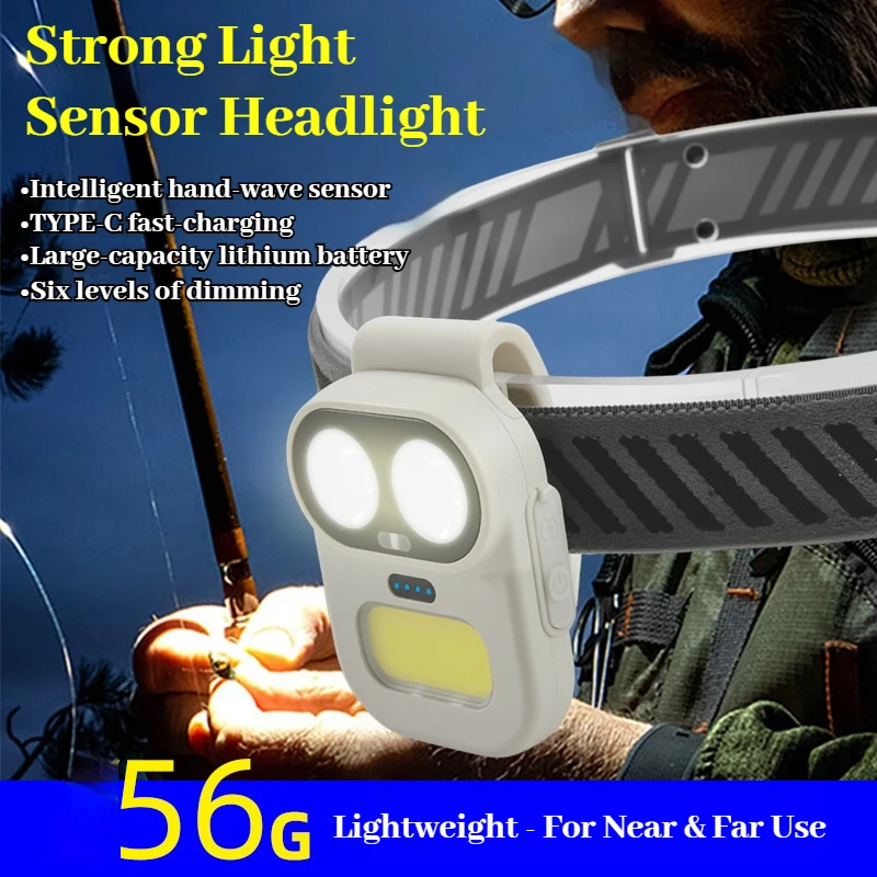 

LED COB Headlight Motion Sensor Cap lamp Rechargeable Ultralight Magnetic 800LM Fixed Zoom Outdoor Hiking Camping Night Fishing