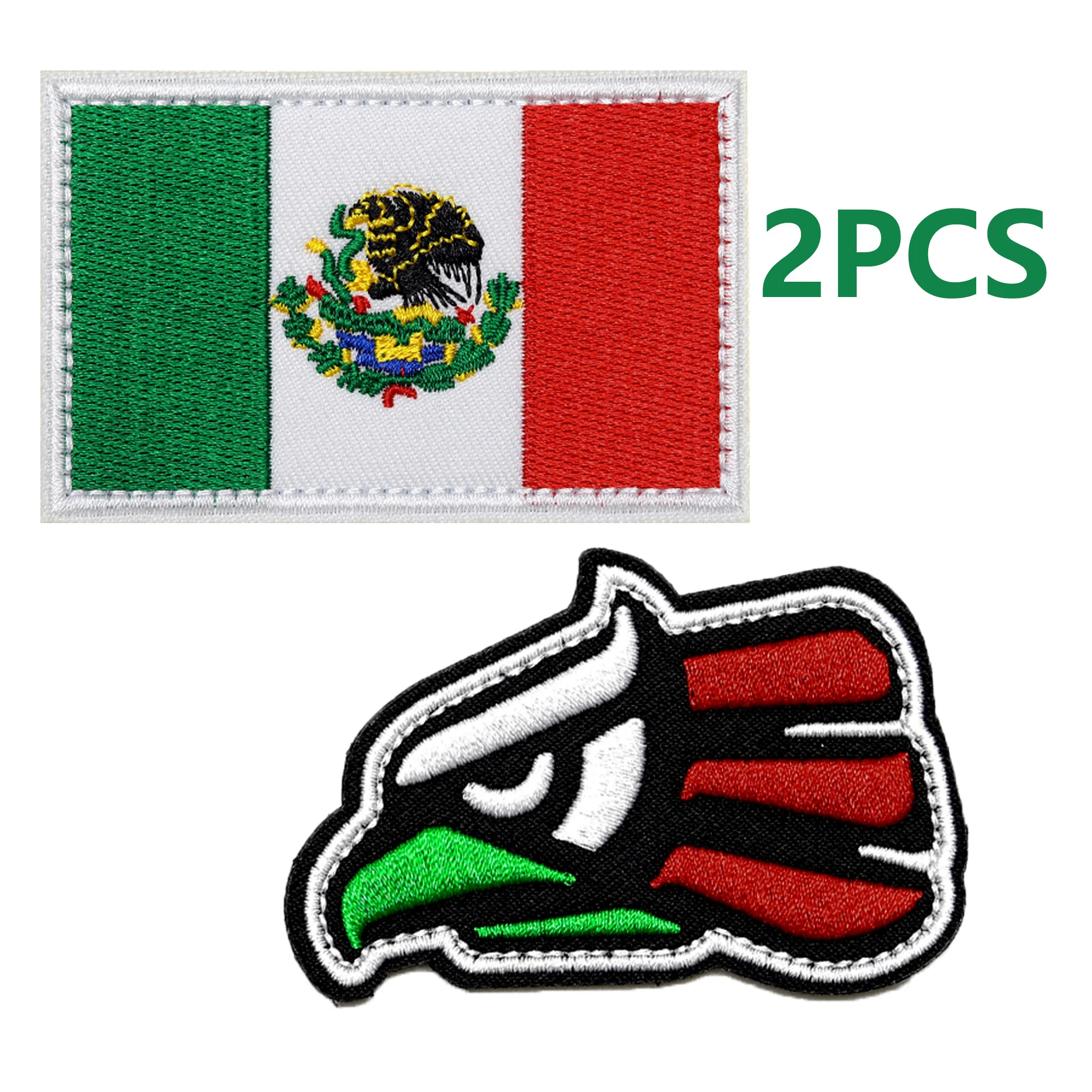 2PCS Mexico Embroidered Patch Hook and Loop Mexican Eagle Patch