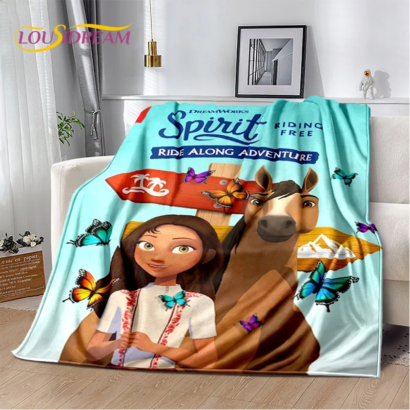 Spirit Riding Free Horses Cartoon SRF Soft Plush Blanket,Flannel Blanket Throw Blanket for Living Room Bedroom Sofa Cover Child