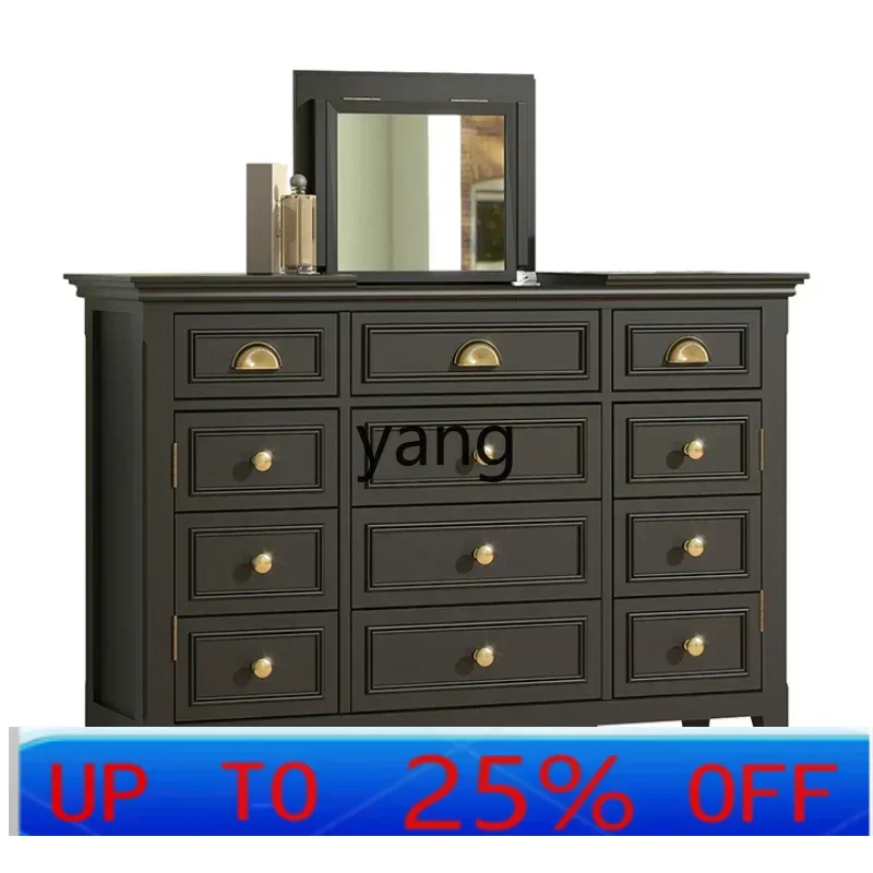 

LH Black Vintage Dressing Table Mid-Ancient Dresser with Lighting Desk Storage Cabinet Integrated