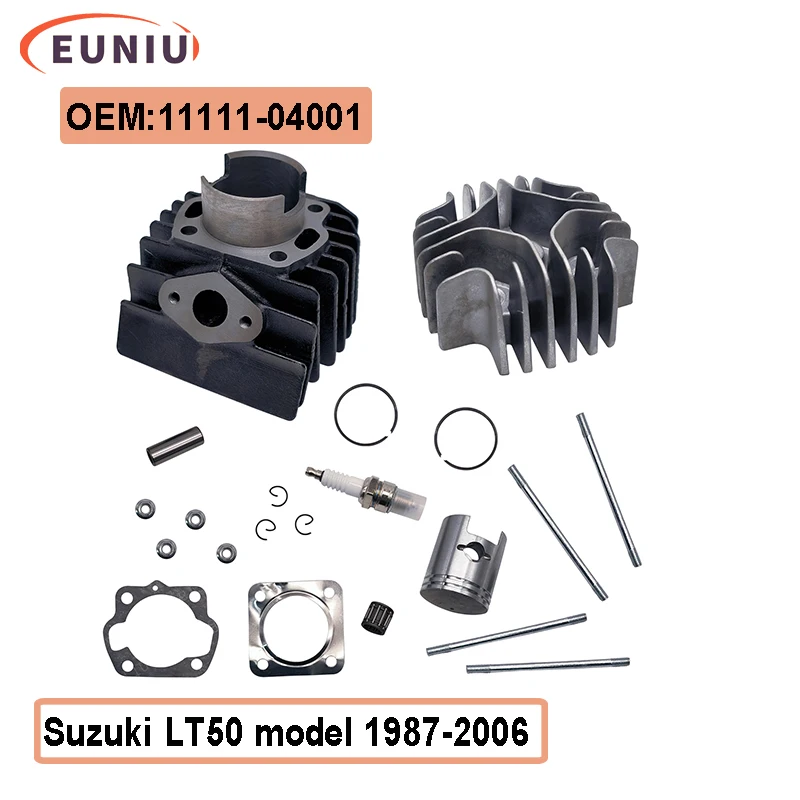 Zestaw cylindra, tłoka, uszczelki i głowicy cylindra pasujący do SZK LT A50 LT50 JR50 LT Quadrunner 11111-04001 11210-04012-0F0 11141-04000