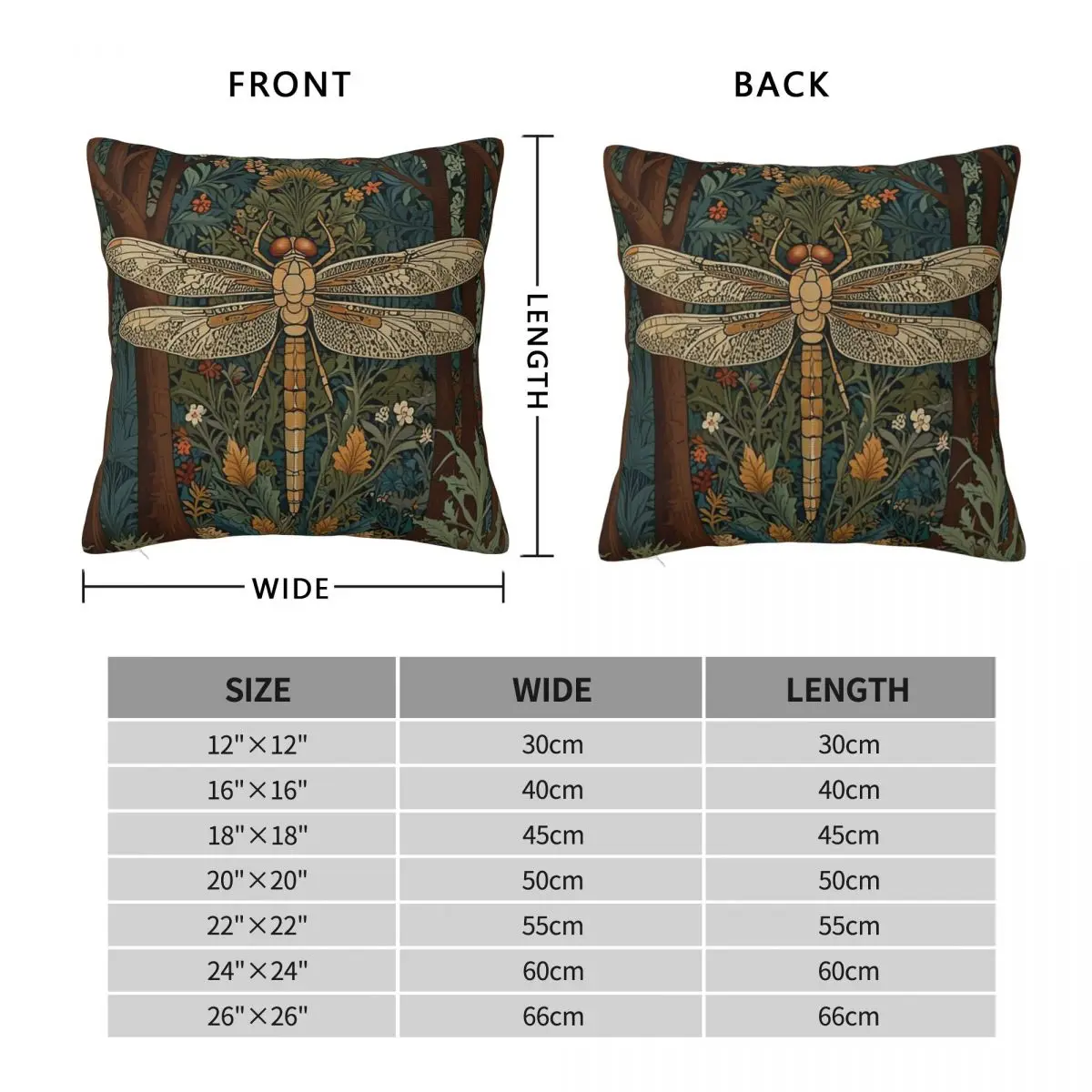 Dragonfly Woodland Garden Forest Pillowcase Polyester Linen Velvet Printed Decor Pillow Case Home Cushion Cover Wholesale 45x45
