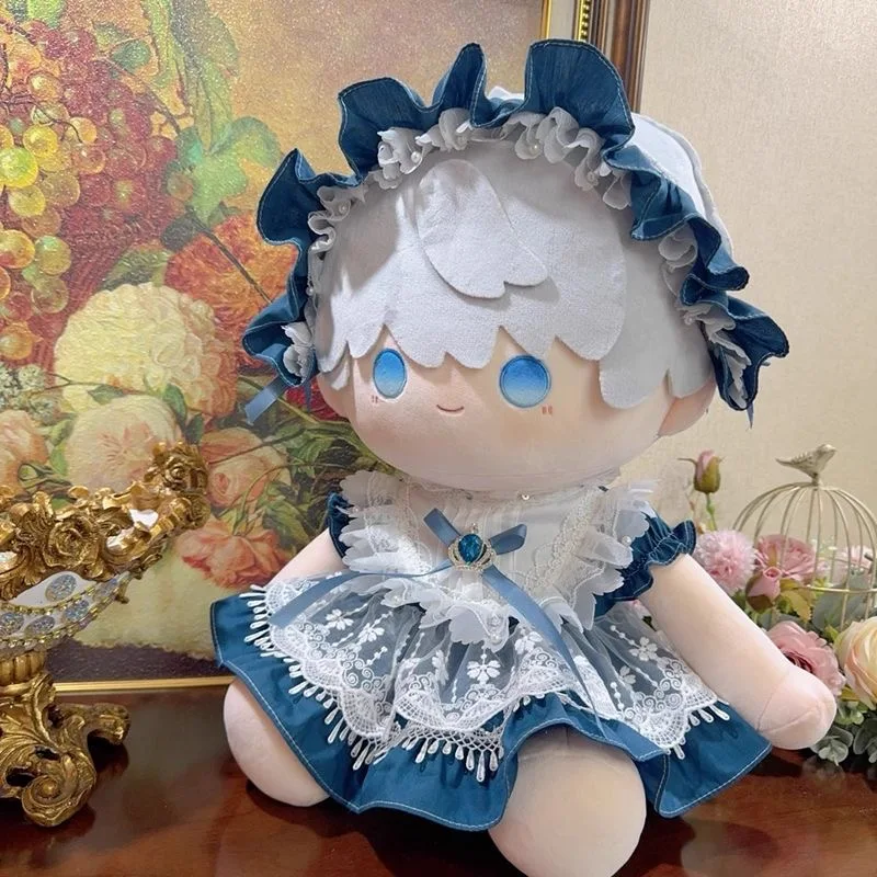 40CM 20CM 15CM Cotton Doll Clothes Blue Flower Dress, 50-55CM Reborn Doll Skirt