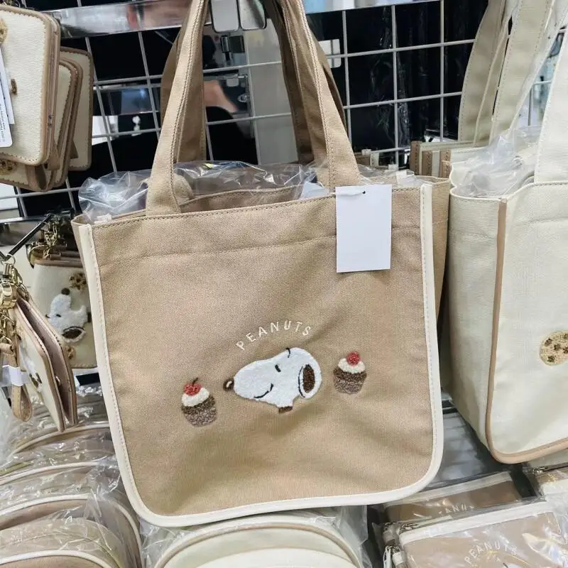 Snoopy Cookie Embroidery Shoulder Handbag Daily Shopping Commute Portable Tote Bag Large Capacity Casual Trendy Storage Purse