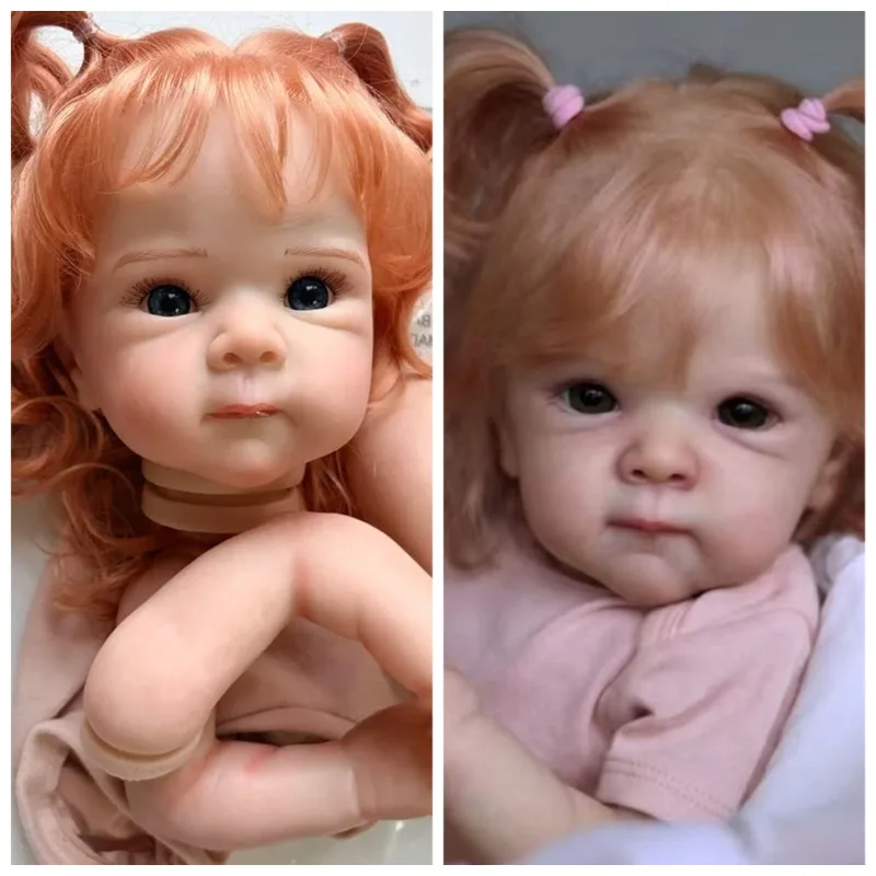 18inch Red Curly Hair Bettie Already Painted Kit Lifelike Reborn Doll DIY Doll Parts