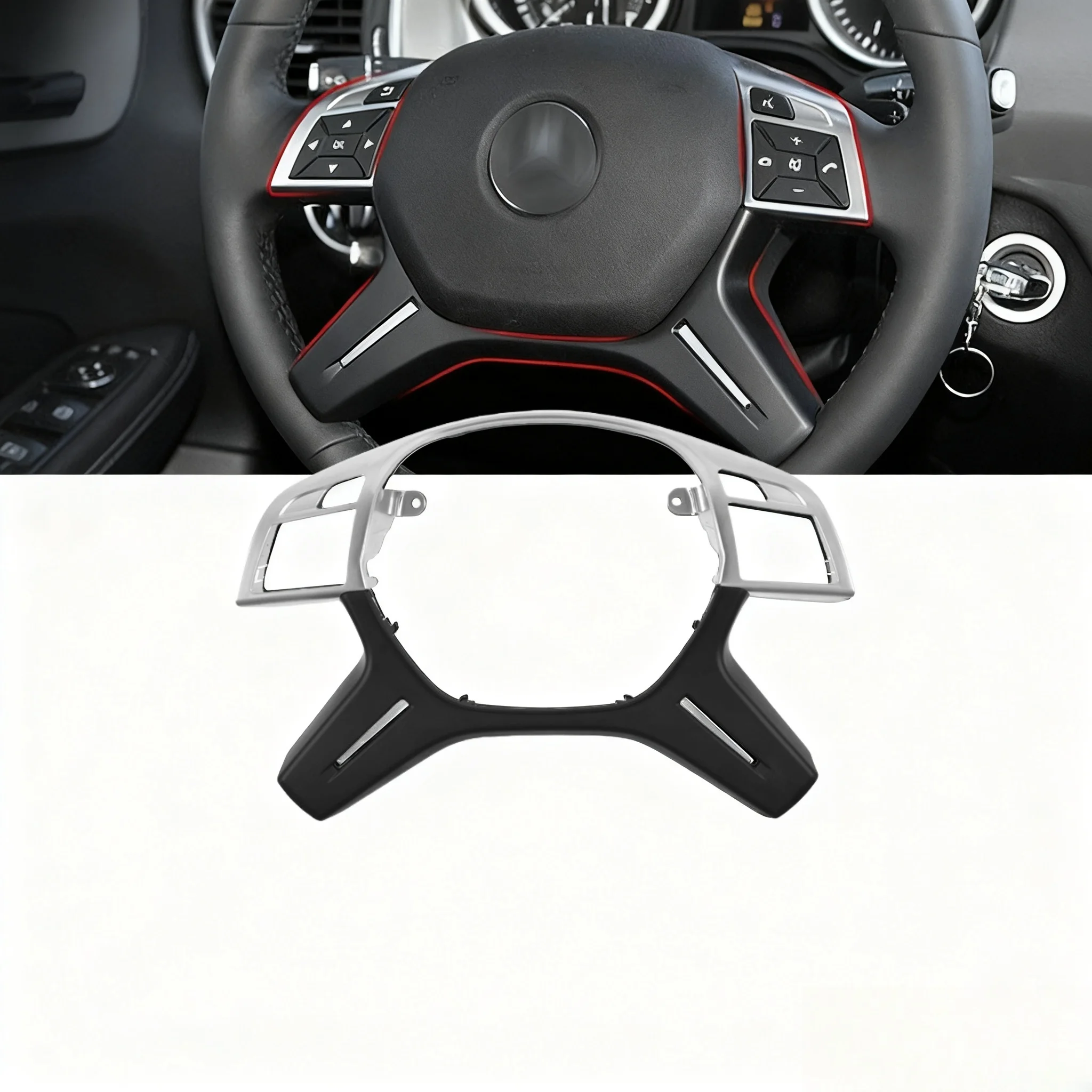 

Steering Wheel Trim Cover Compatible Mercedes-Benz ML GL GLS W166 E/C-Class W204 Interior Steering Wheel Decoration Accessories