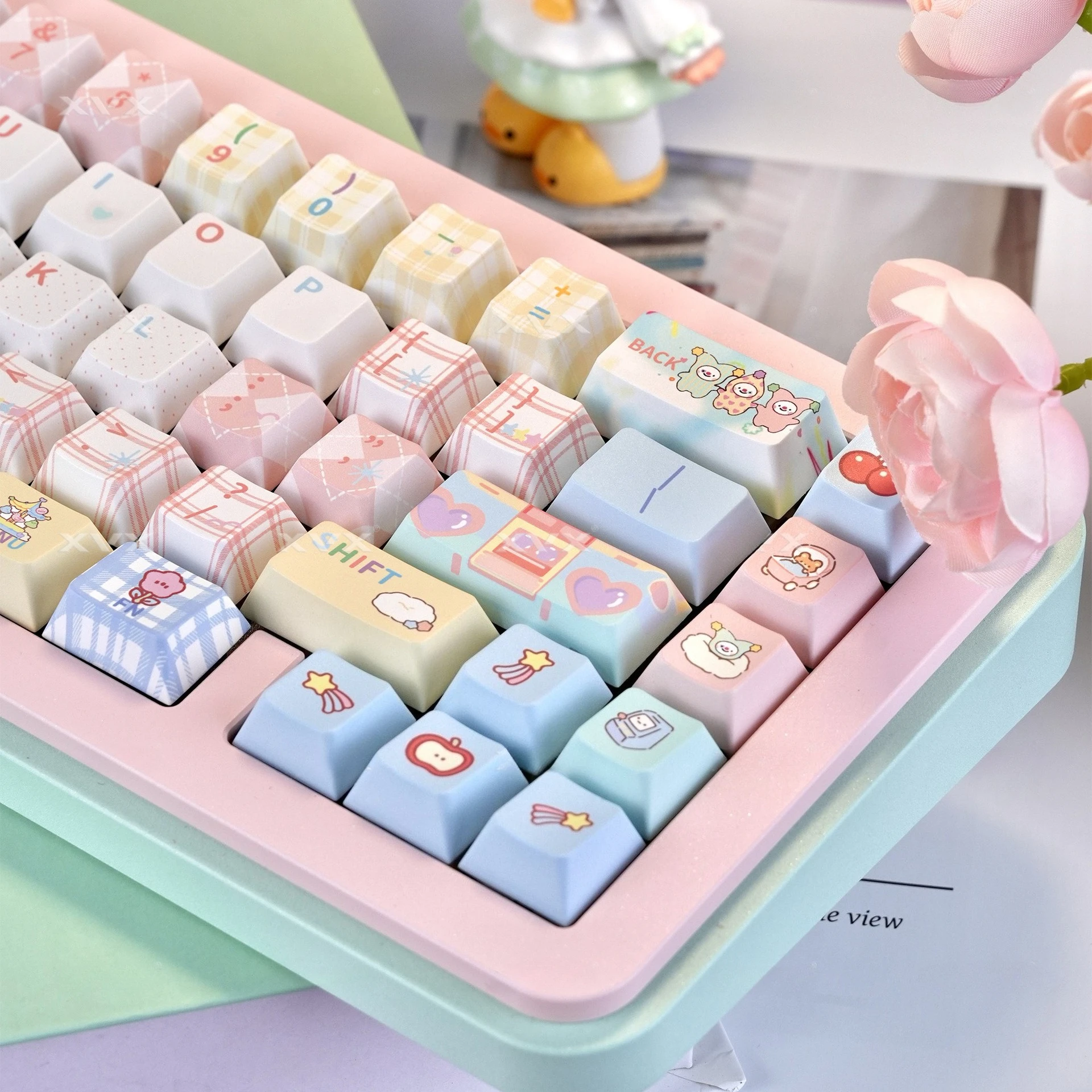 

Circus Theme Keycap Cherry Profile Macaron Color Cute Keycaps 157 Keys PBT+PC Material Custom Mechanical Keyboard Caps for Girls