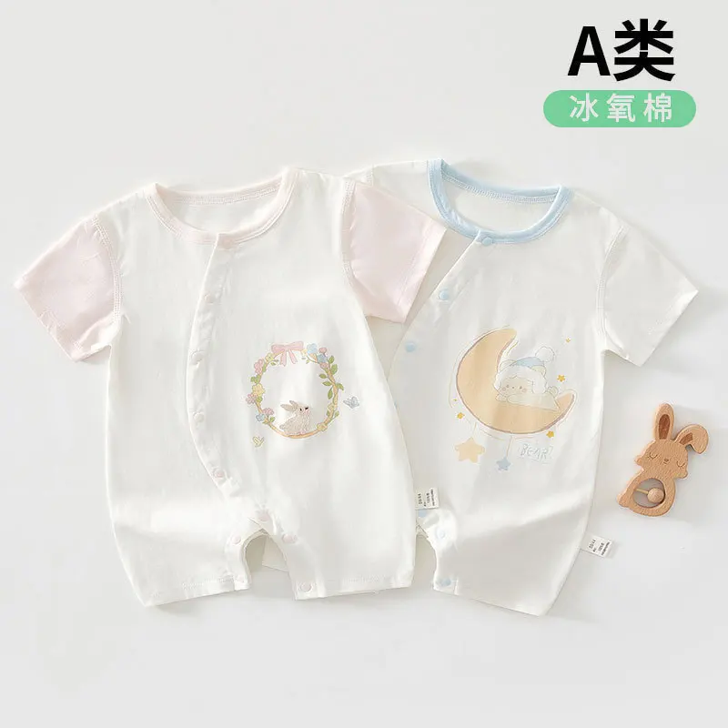 Moon bear newborn clothes summer thin onesie Class A pure cotton boneless male and female baby Romper air-conditioning clothes