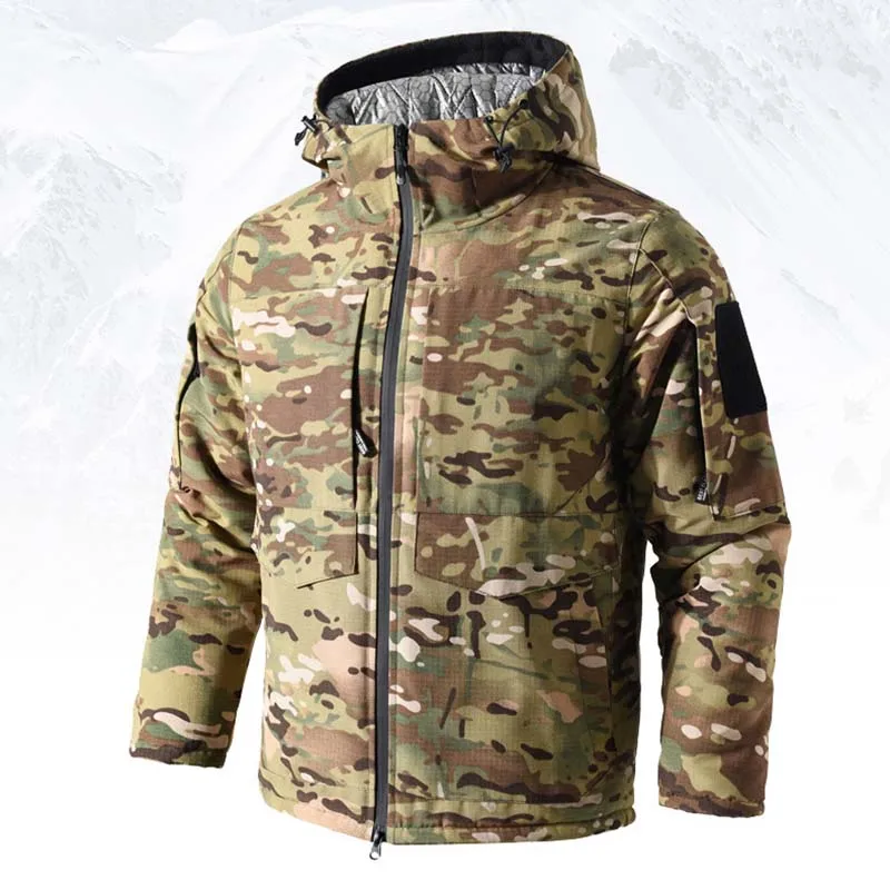 Men Heating Parkas Tactical Jacket Winter Warm Hooded Coat Camo Padded Hunting Clothes Outdoor Thermal Trainning Hiking Jackets