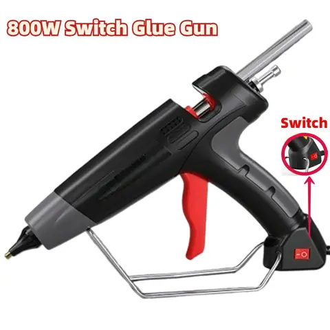 목공 도구용 11mm 핫 실리콘 건 블랙, 고출력, AC 플러그 220V, 800W 전문가용 핫 글루 건, 가정 수리, DIY용