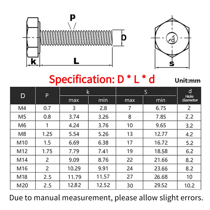 M6~M20 304 Stainless Steel Outer Hex Internal And External Threads Bolt Hollow Helical Nut Connectable Screw Length 10mm-40mm