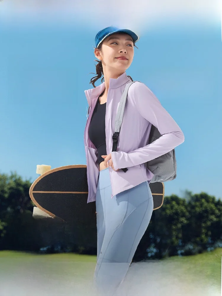 

Banana Le Women's Slim Fit Stand Collar Sun Protection Clothing AL89 Waist Cinching Sport Jaet ort Ice Silk Cool Feeling