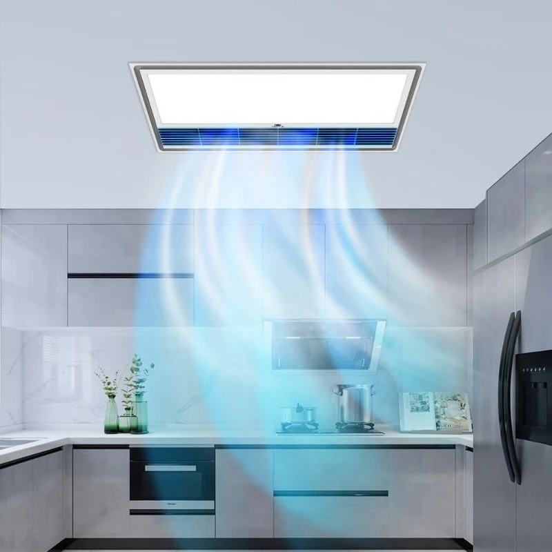 Nova ventilação ultra-grande angular cozinha ultra-fino teto do banheiro iluminação de tela grande resfriamento integrado multi-função