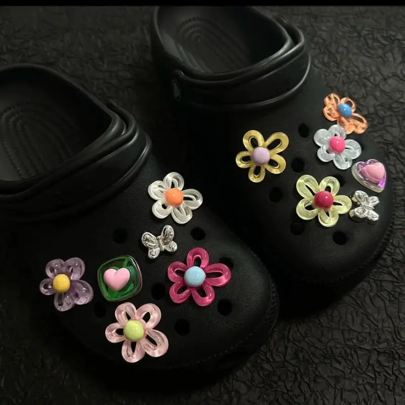 

12Pcs Shoes Charms Removable Colorful Flower Butterfly Shoes Accessories For Girls Clogs Sandals Summer Shoes Decor Buckle DIY