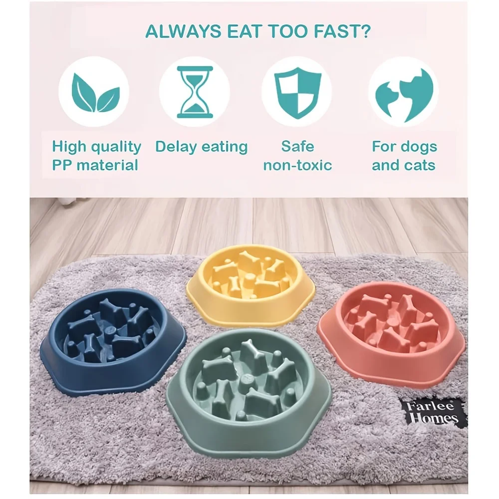 1pc Slow Feeder Non-choking Pet Bowl Anti Slip and Large Capacity for Dog and Cat Anxiety Relief Slow Food Feeding Pet Supply