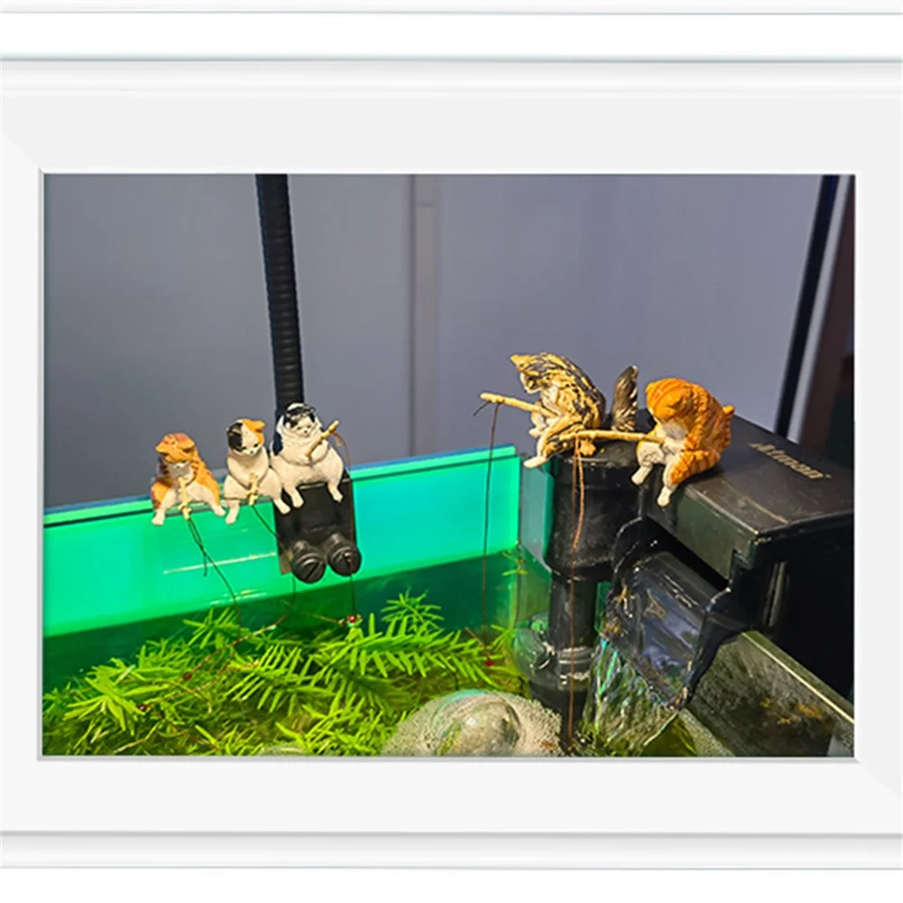 

Creative Aquarium Decoration 7 Style Small Fishing Cat Aquarium Accessories Landscaping Ornament Fish Tank Accessories Diy