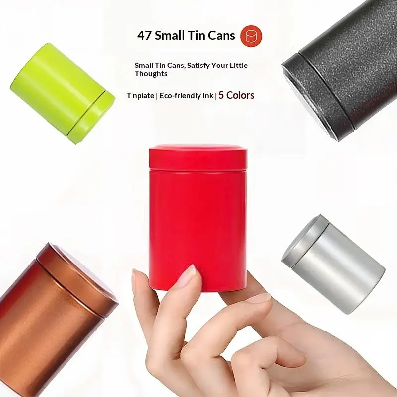 1pc Solid Mini Empty Tea Tin Can Household Tea Sealed Jar Portable Travel Small Tea Box Metal Storage Can