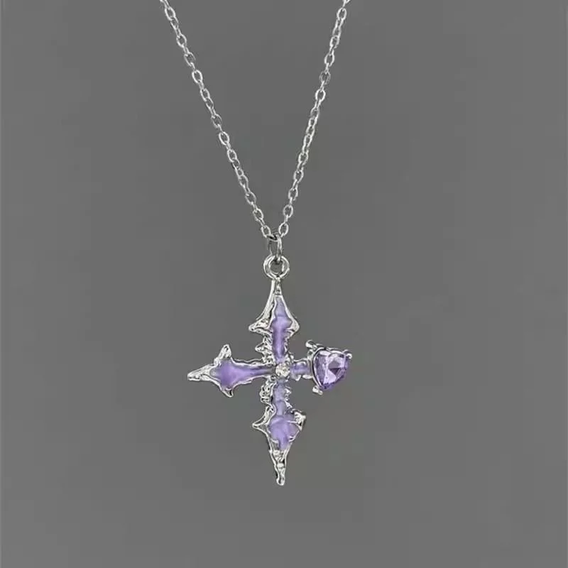 Crimson Inverted Cross Necklace: Vintage Gothic Style with Occult Symbolism. Ideal Gift for Enthusiasts.