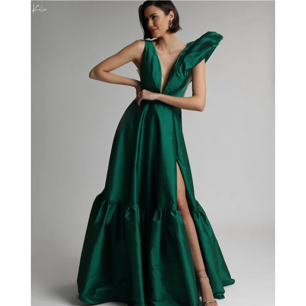 

Kobe Customized Sweetheart Neck Backless A-line Prom Dress Floor-Length Sleeveless Evening Party Side High Split Party Dresses