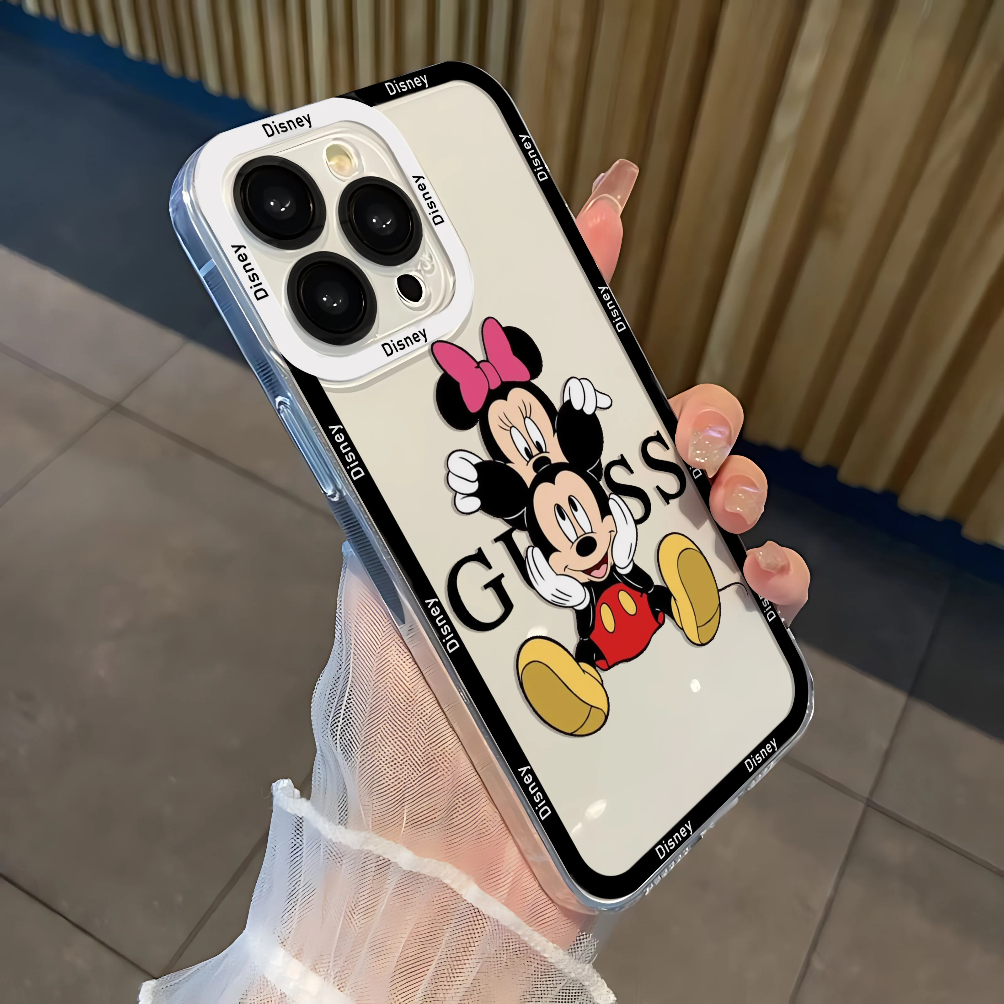 Funda de Mickey y Minnie para iPhone, carcasa transparente para iPhone 16, 15, 14, 13, 12, 11 Mini Pro Max, X, XR, XSMax, 7, 8 Plus, SE20