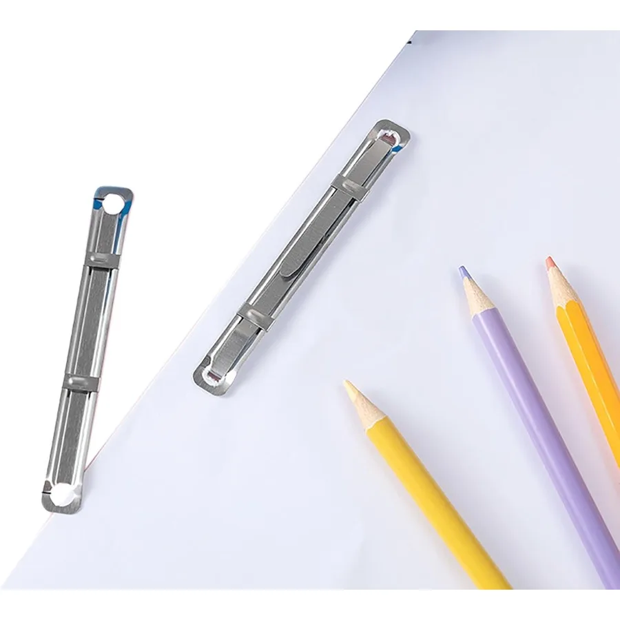 Prendedor de arquivo de metal 50 peças de aço inoxidável 3.5 Polegada 2 furos clipes de papel de metal para folhas soltas e organização de documentos de escritório dur