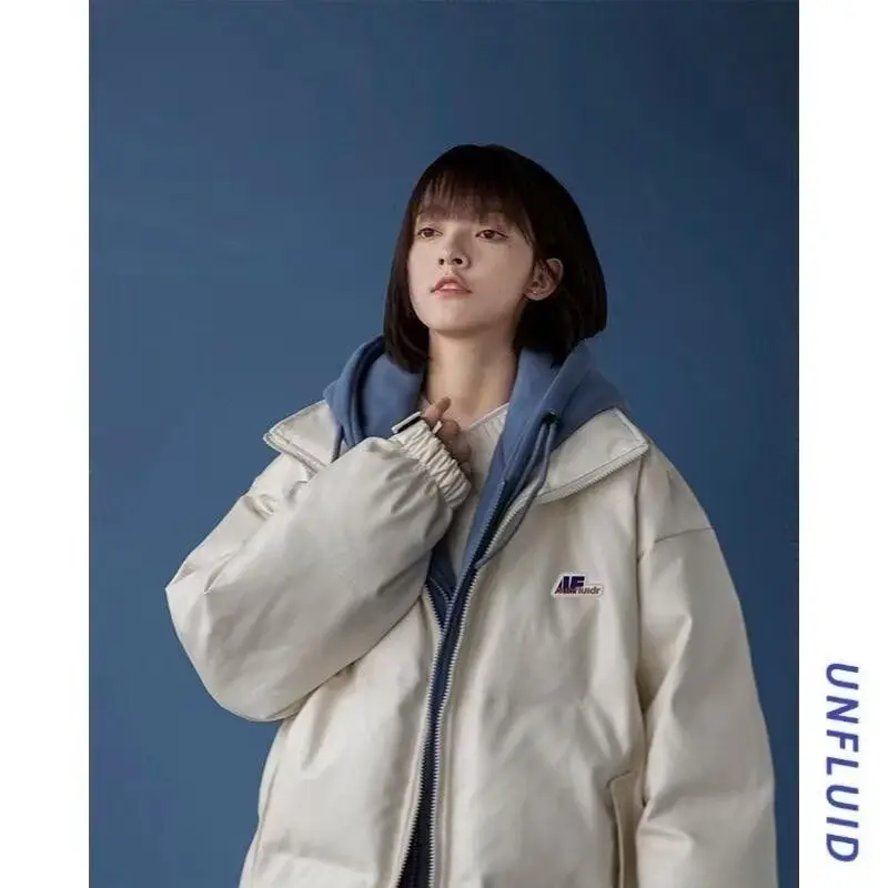 معطف شتوي للرجال من Thiened Fce مبطن بالخبز بسيط Sle Harajuku INS عصري ياباني من القطن Jaet للشباب غير رسمي طويل Sve