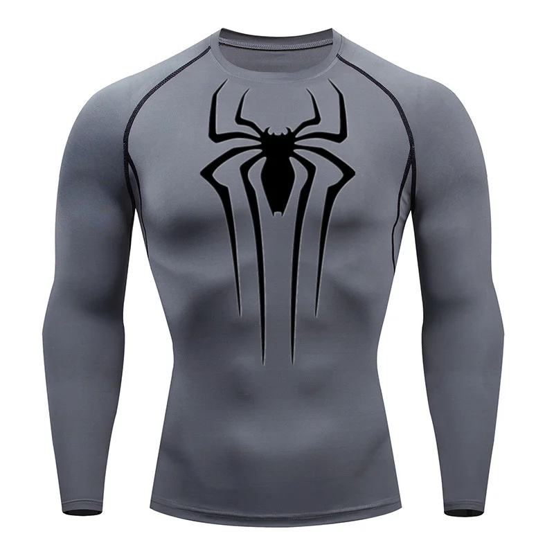 Men\'s Compression Shirt Fitness Workout Anime Super Spider Print Sport Tight Gym TShirts Athletic Quick Dry Tops Tee Summer Male