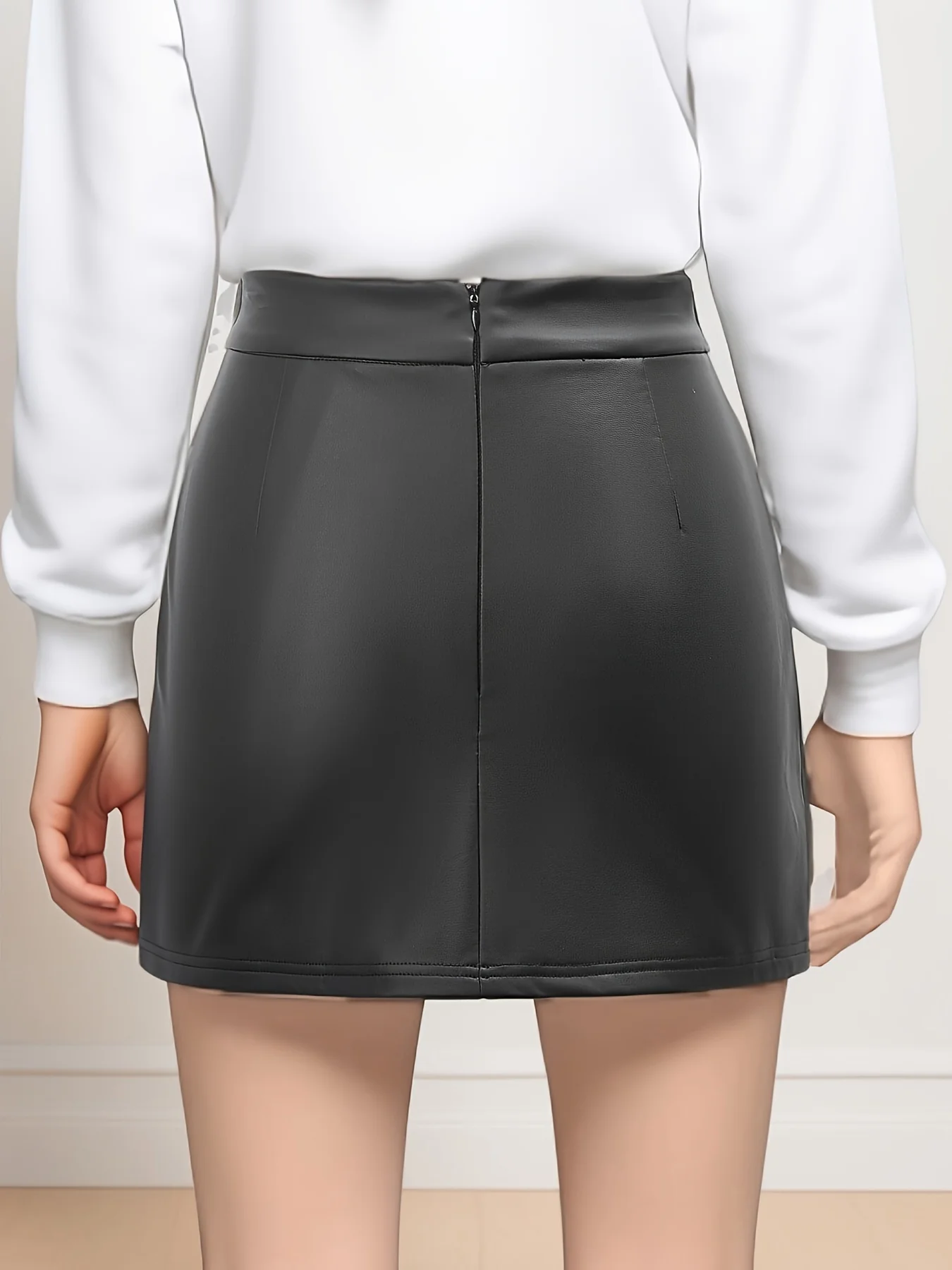 Solid Color High Waist Short Skirt Women Elegant Slim Fit Mini Skirt Back Zipper Design Casual Streetwear Skirt