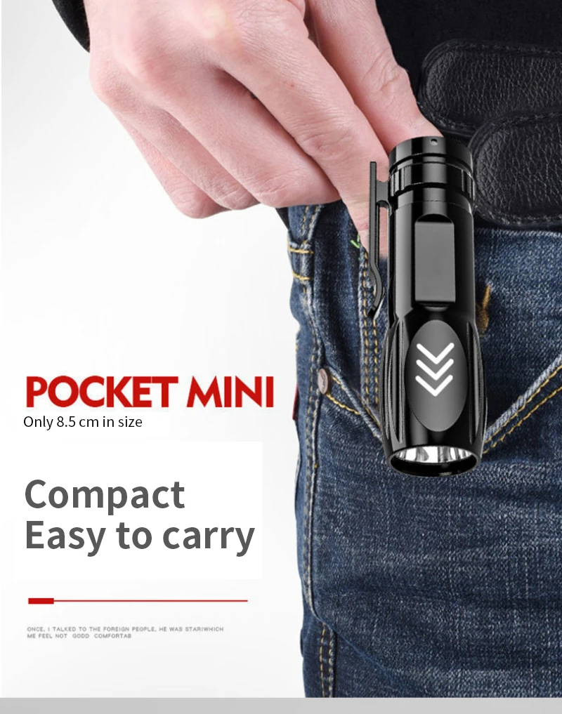 Flashlight LED Outdoor Household LED Torches Mini USB Charging Rechargeable Battery Portable Flashlight 