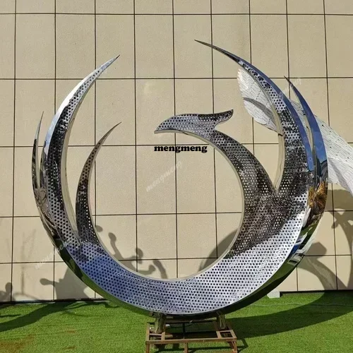 A4567 Custom stainless steel 304 moon ring sculpture large outdoor park city scenic spot iconic hollow light sculpture decoratio