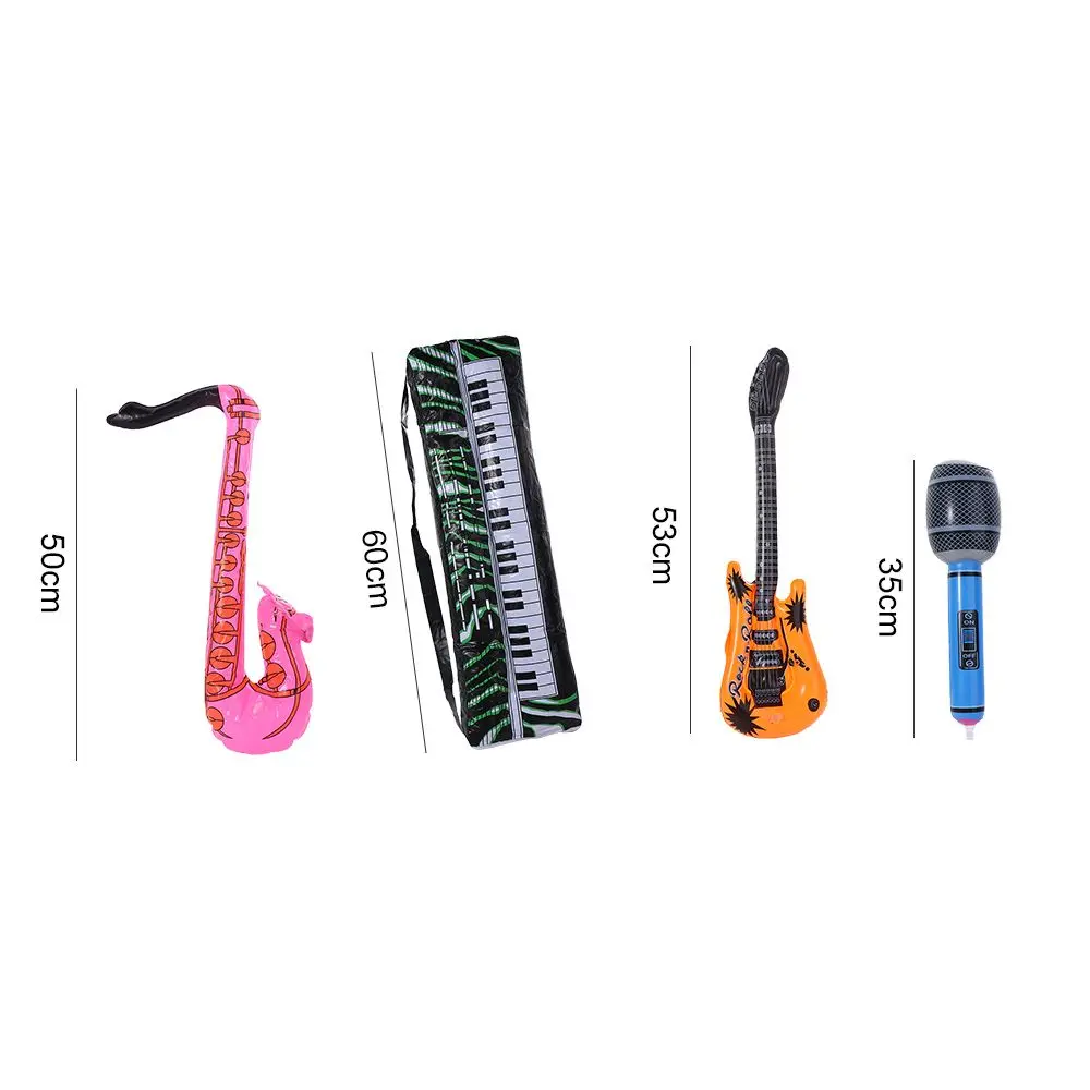 Instrumento de guitarra inflable, juguetes para ukelele, globo de guitarra inflable, globos con micrófono, juguetes inflables para instrumentos musicales