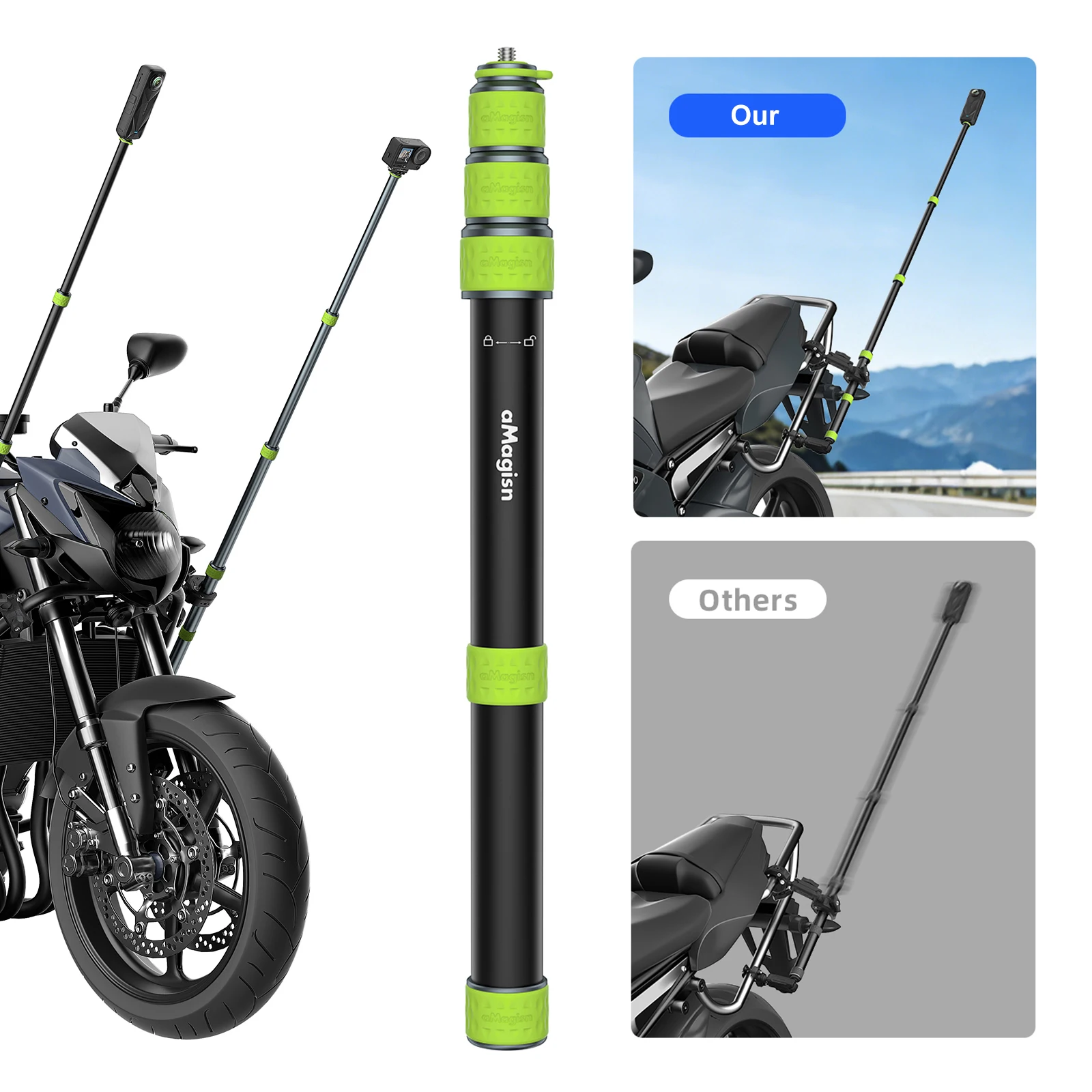 

Универсальная телескопическая палка для селфи 1/4 дюйма из алюминиевого сплава для мотоциклов, многофункциональная, для езды, аксессуары для велосипедов