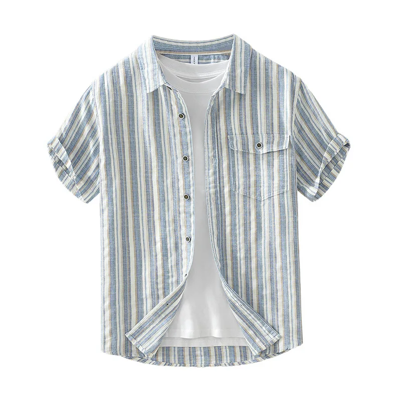 

Loose Fit Linen Cotton Blend ort Sve irt Men's Summer Vintage Japanese Sle Thin Material Breathable Moisture ng