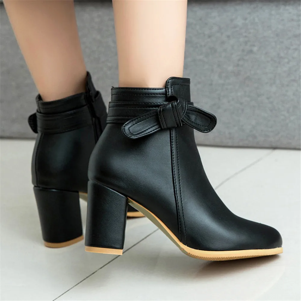 2024New Women Side Zipper Bow Мартин Cапоги Comfortable Mid Heel Ankle Boots Fashion Shoes Black White Square Heel Chelsea Botas