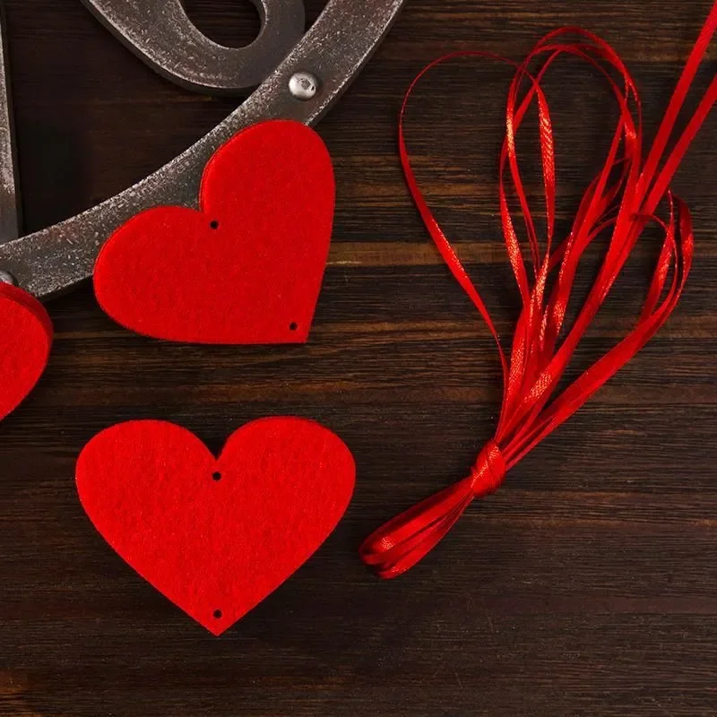 16 Red Hearts Felt Garland Valentines Day Red Heart Hanging String Garland Home Valentine Wedding Birthday Party Decor Supplies