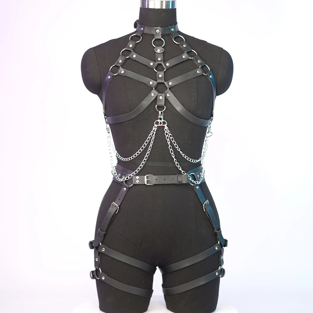Women Sexy Body Harness Set Chain Harness Belt Bdsm Bondage Lingerie Garter Belt Gothic Fetish Clothing Festival Rave Outfit