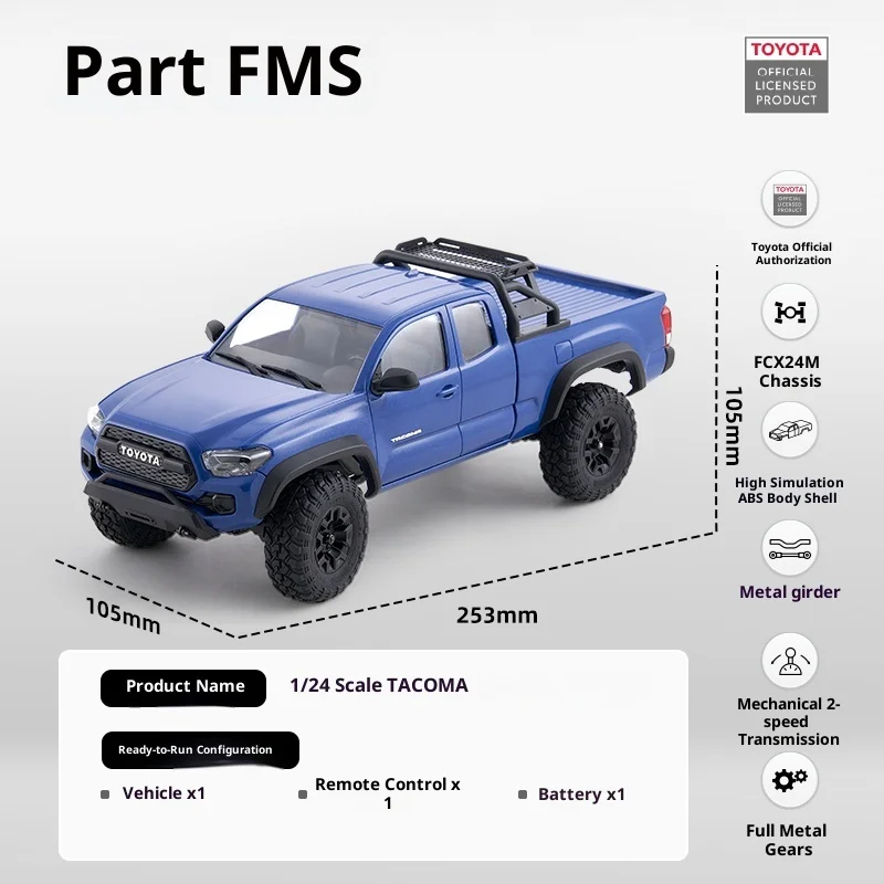 Simulação Fms Escala Pequena 1/24 Carro de Escalada de Controle Remoto Rc Veículo Off-Road Fcx24m Em Estoque