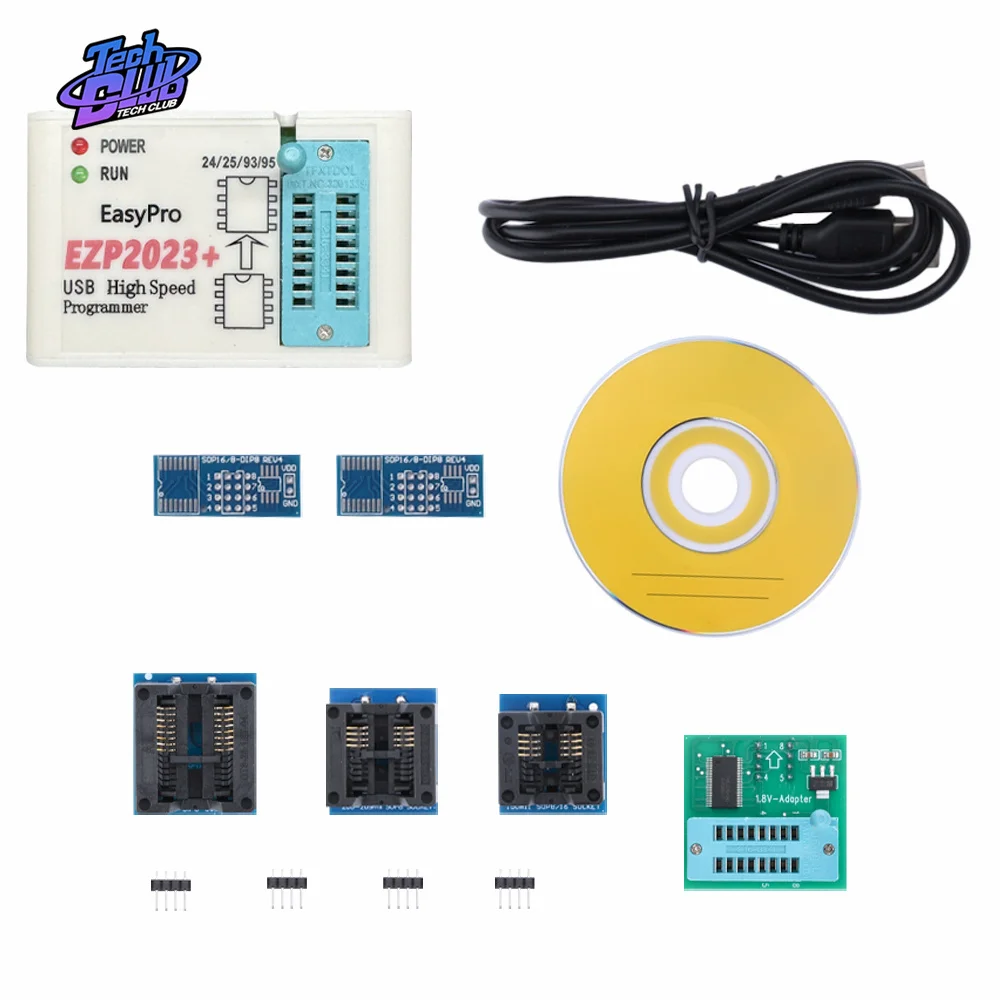 EZP2023 programmatore SPI USB ad alta velocità + 12 adattatori supporto 24 25 26 93 95 EEPROM 25 Chip Bios Flash
