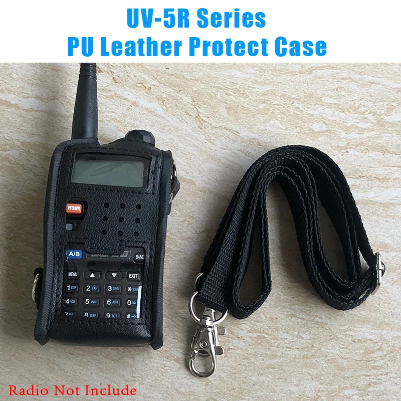 BAOFENG UV-5R borsa protettiva in pelle PU con cinturino posteriore resistente alla caduta antipolvere per Walkie Talkie UV5RA/5RE BF-UV5R/F8 +