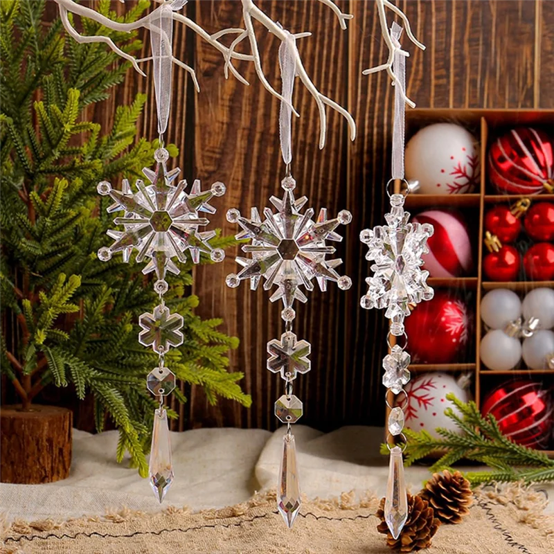 

A38M кристально прозрачные снежинки, подвески для рождественской елки, сосульки, украшения для праздника, зимы, прозрачный подвесной орнамент