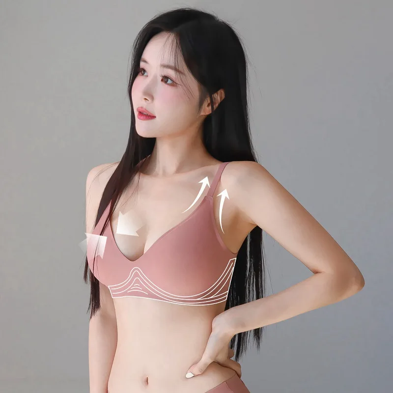 Wireless Bra with Removable Pads Custom Support Soft Cup Non Wired Push Up Padded Brassiere for Women