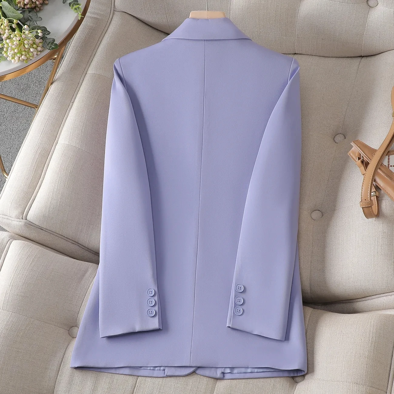 New Autumn Winter Women Blazer Purple Apricot Female Long Sleeve Solid Formal Jacket Coat Ladies Office Blazers Outerwear Tops