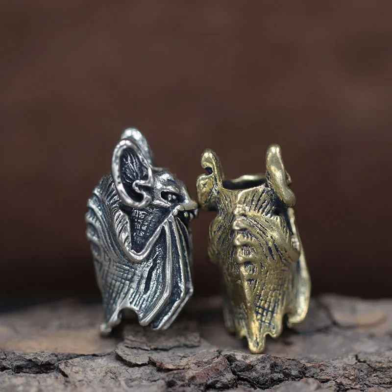 Retro Brass Animal Bat Figures Knife Beads Outdoor EDC Umbrella Rope Pendant DIY Paracord Bracelets Accessories Lanyard Hangings