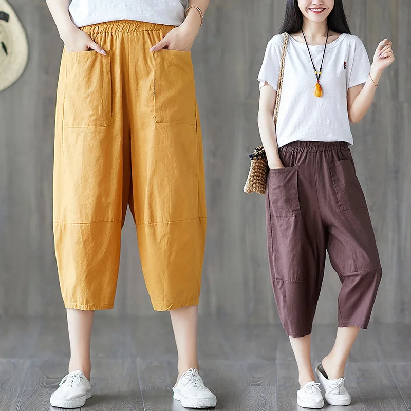 

Cotton Linen Women Harem Yoga Pants Korean Style Loose Wide Leg Baggy Running Jogger Fitness Gym Workout Casual Track Pant