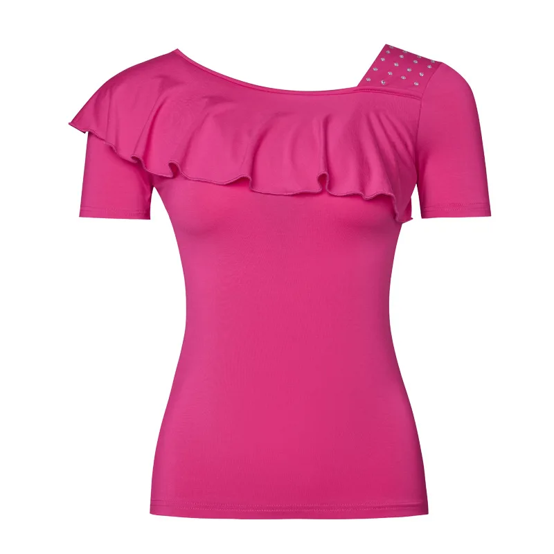 1 teile/los frau mode rüschen latin dance top dame modal solide kurzarm sommer tanzen top