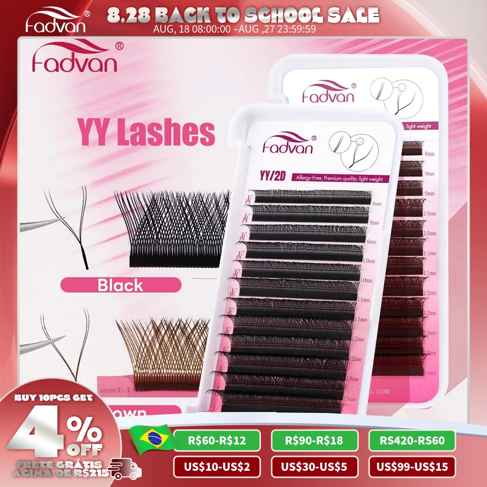 

Fadvan Double Tips YY Shape Black Brown Eyelashes Extensions C/D/L/LU/L+ High Quality Individual Lashes Volume Eyelashes Makeup