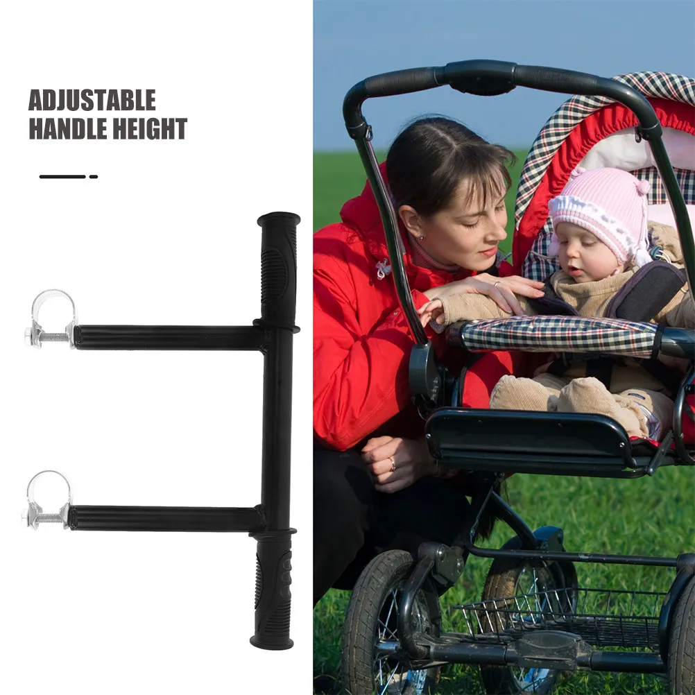 Universal Stroller Extender Adjustable Stainless Steel Handlebar Attachment Comfortable Grip for Walking Shopping Baby Stroller