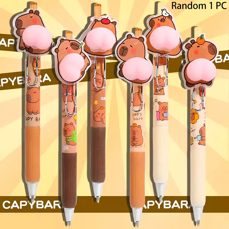 

Cartoon Capybara Butt Pressing Neutral Pen Funny Writing Pens Quick-Drying Writing Smooth Kawaii Pens Aesthetic Stationery